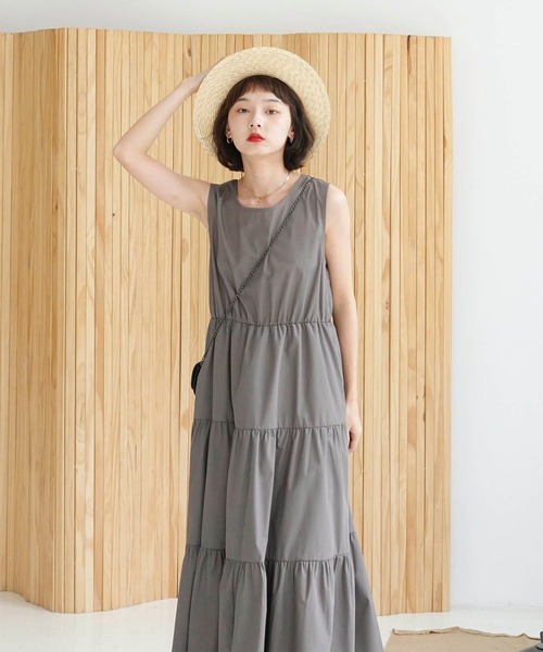 Mayree（メイリー）の「【Mayree】ノースリーブティアードロングワンピ 2021SS（ワンピース・レディース・ブラック/ブラウン・FREE）」の8枚目の写真