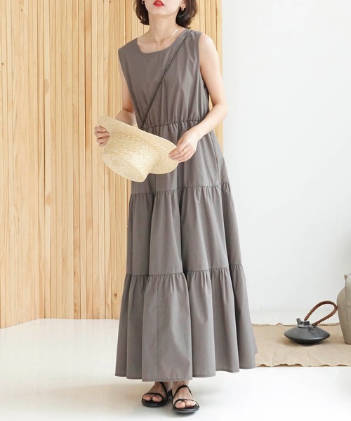 Mayree（メイリー）の「【Mayree】ノースリーブティアードロングワンピ 2021SS（ワンピース・レディース・ブラック/ブラウン・FREE）」の10枚目の写真