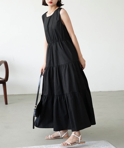 Mayree（メイリー）の「【Mayree】ノースリーブティアードロングワンピ 2021SS（ワンピース・レディース・ブラック/ブラウン・FREE）」の12枚目の写真