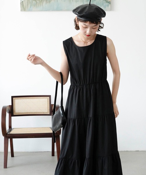 Mayree（メイリー）の「【Mayree】ノースリーブティアードロングワンピ 2021SS（ワンピース・レディース・ブラック/ブラウン・FREE）」の13枚目の写真