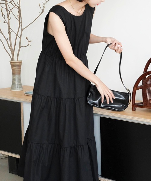 Mayree（メイリー）の「【Mayree】ノースリーブティアードロングワンピ 2021SS（ワンピース・レディース・ブラック/ブラウン・FREE）」の15枚目の写真