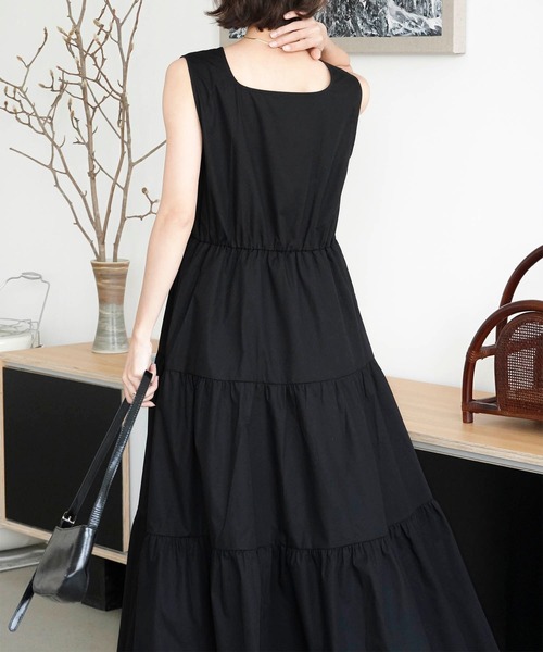 Mayree（メイリー）の「【Mayree】ノースリーブティアードロングワンピ 2021SS（ワンピース・レディース・ブラック/ブラウン・FREE）」の16枚目の写真