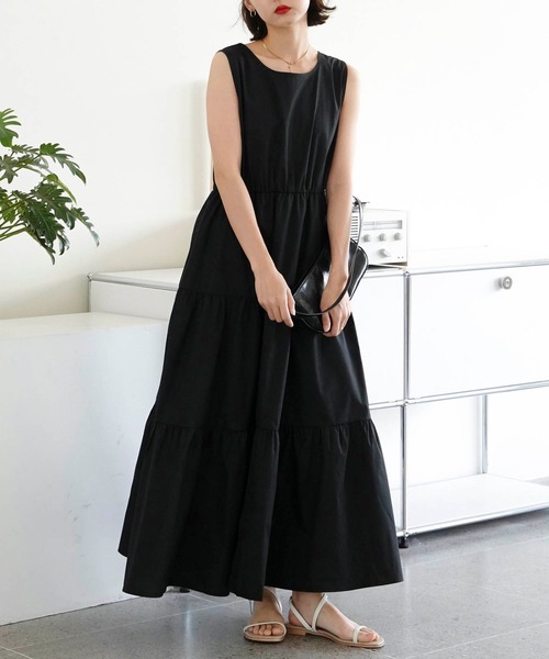 Mayree（メイリー）の「【Mayree】ノースリーブティアードロングワンピ 2021SS（ワンピース・レディース・ブラック/ブラウン・FREE）」の17枚目の写真