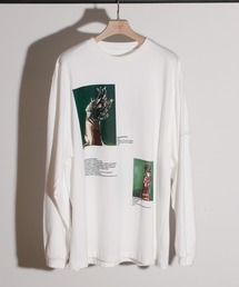 JANESMITH | JANESMITH ジェーンスミス / CLOSE & PLAID DRESS LONG SLEEVE T-SHIRT アーティストコラボプリントビッグシルエットTシャツ ユニセックス ロンT / 21WCT-#862S-CA(Tシャツ/カットソー)