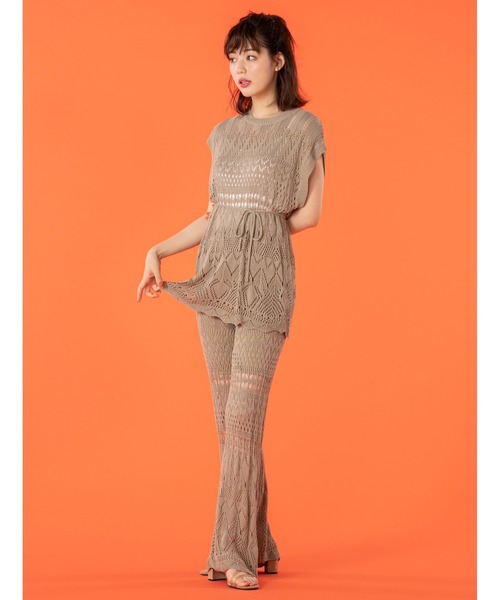 fifth calin（フィフスカラン）の「クロシェレースパンツセットアップ（セットアップ・レディース・オレンジ/モカ・MEDIUM）」の14枚目の写真