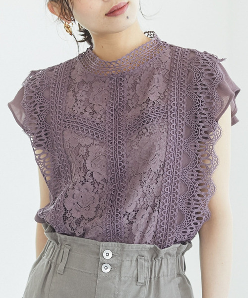 ELENCARE DUE（エレンカーレデュエ）の「・ELENCARE DUE　レースシフォンブラウス＊（シャツ/ブラウス・レディース・ブラック/オフホワイト/ブルー/ピンク系その他2・FREE）」の4枚目の写真