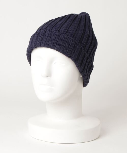 koe（コエ）の「コットンワッチ*（ニットキャップ/ビーニー・レディース・ネイビー/オフホワイト/ブルー・FREE）」の3枚目の写真