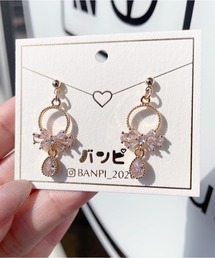 【バンピ】リングリボンキラキラピアス