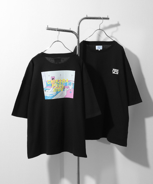 CHIKABA（チカバ）の「【CHIKABA POOL SIDE】ビックシルエット半袖バックプリントエモTシャツ（Tシャツ/カットソー・メンズ・パープル/ブラック系/ブルー系/ベージュ/ホワイト系1/ベージュ系1/ブラック/ホワイト系/ベージュ系/パープル系/パープル系1/ホワイト/ブルー/ブラック系1/ブルー系1・MEDIUM/LARGE）」の5枚目の写真