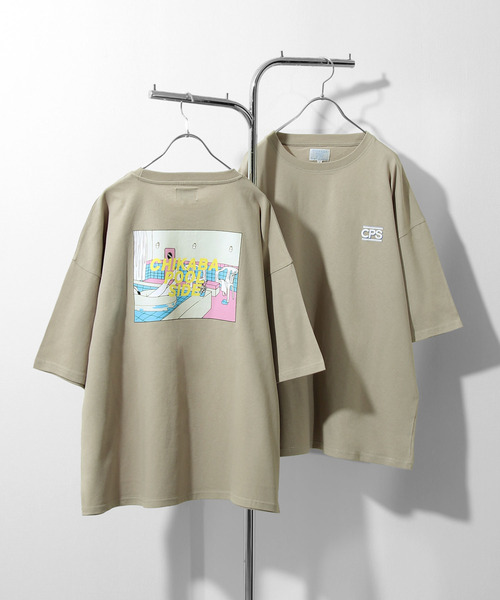 CHIKABA（チカバ）の「【CHIKABA POOL SIDE】ビックシルエット半袖バックプリントエモTシャツ（Tシャツ/カットソー・メンズ・パープル/ブラック系/ブルー系/ベージュ/ホワイト系1/ベージュ系1/ブラック/ホワイト系/ベージュ系/パープル系/パープル系1/ホワイト/ブルー/ブラック系1/ブルー系1・MEDIUM/LARGE）」の8枚目の写真