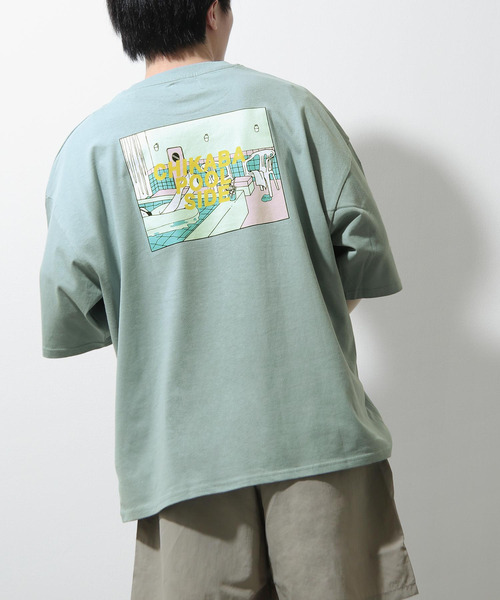 CHIKABA（チカバ）の「【CHIKABA POOL SIDE】ビックシルエット半袖バックプリントエモTシャツ（Tシャツ/カットソー・メンズ・パープル/ブラック系/ブルー系/ベージュ/ホワイト系1/ベージュ系1/ブラック/ホワイト系/ベージュ系/パープル系/パープル系1/ホワイト/ブルー/ブラック系1/ブルー系1・MEDIUM/LARGE）」の11枚目の写真