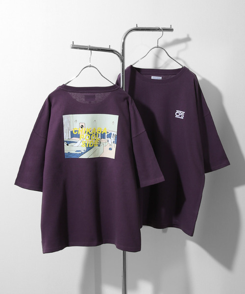 CHIKABA（チカバ）の「【CHIKABA POOL SIDE】ビックシルエット半袖バックプリントエモTシャツ（Tシャツ/カットソー・メンズ・パープル/ブラック系/ブルー系/ベージュ/ホワイト系1/ベージュ系1/ブラック/ホワイト系/ベージュ系/パープル系/パープル系1/ホワイト/ブルー/ブラック系1/ブルー系1・MEDIUM/LARGE）」の14枚目の写真