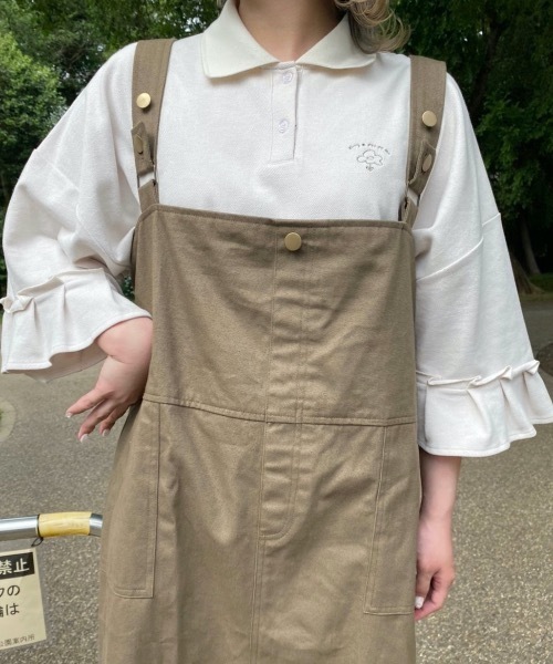 nemne store(ネンネストア)の「ハイウエストジャンパースカート(ジャンパースカート・レディース・ブラック/カーキ/アイボリー・フリー)」の14枚目の写真