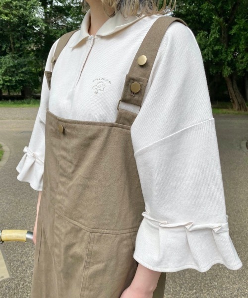 nemne store(ネンネストア)の「ハイウエストジャンパースカート(ジャンパースカート・レディース・ブラック/カーキ/アイボリー・フリー)」の15枚目の写真