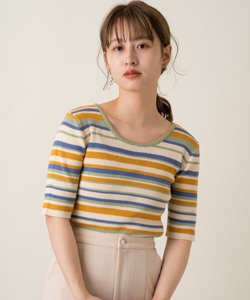 Sézane ボーダー ニット セーター 半袖 ボーダーニット SEZANE