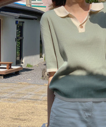 emi+ | 配色リブポロリブニットプルオーバー(Tシャツ/カットソー)