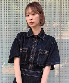 【titty&Co.PETIT】デニムステッチシャツ