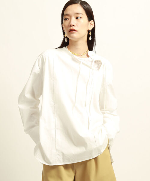 Ray BEAMS（レイビームス）の「Ray BEAMS / アシンメトリー リボン シャツ（シャツ/ブラウス・レディース・ブラック/ホワイト・ONE SIZE）」の20枚目の写真