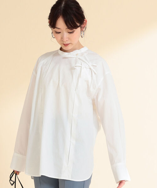 Ray BEAMS（レイビームス）の「Ray BEAMS / アシンメトリー リボン シャツ（シャツ/ブラウス・レディース・ブラック/ホワイト・ONE SIZE）」の21枚目の写真