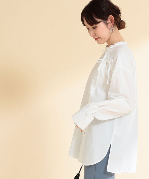 Ray BEAMS（レイビームス）の「Ray BEAMS / アシンメトリー リボン シャツ（シャツ/ブラウス・レディース・ブラック/ホワイト・ONE SIZE）」の16枚目の写真