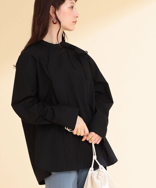 Ray BEAMS（レイビームス）の「Ray BEAMS / アシンメトリー リボン シャツ（シャツ/ブラウス・レディース・ブラック/ホワイト・ONE SIZE）」の10枚目の写真