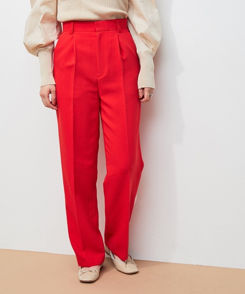 ADAM ET ROPE'(アダムエロペ)の「【WEB限定】センタープレスカラーパンツ(スラックス・レディース・キナリ/ダークグリーン/レッド・34/36/38)」の3枚目の写真