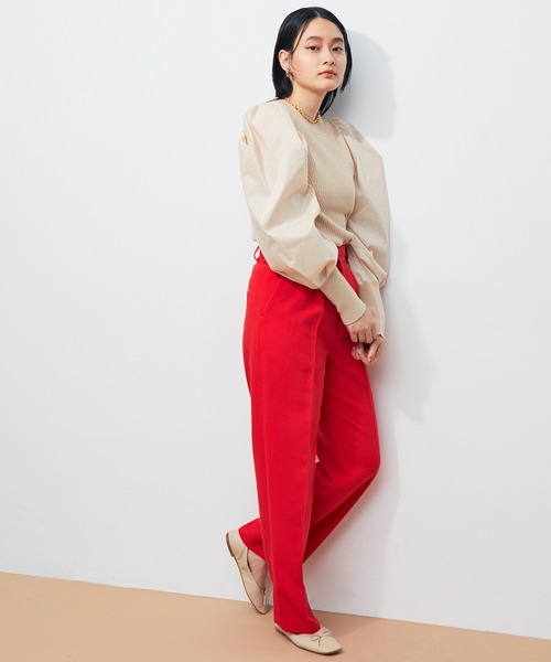 ADAM ET ROPE'(アダムエロペ)の「【WEB限定】センタープレスカラーパンツ(スラックス・レディース・キナリ/ダークグリーン/レッド・34/36/38)」の8枚目の写真