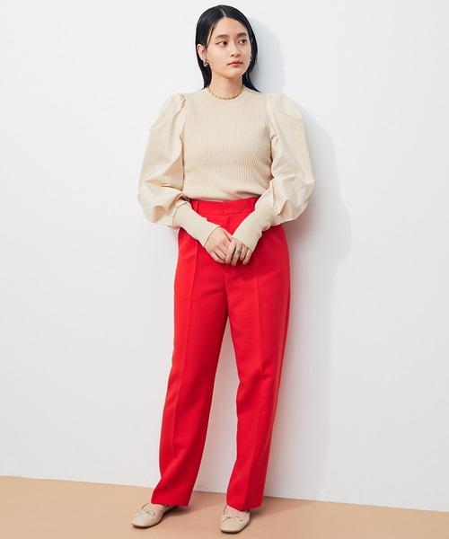 ADAM ET ROPE'(アダムエロペ)の「【WEB限定】センタープレスカラーパンツ(スラックス・レディース・キナリ/ダークグリーン/レッド・34/36/38)」の11枚目の写真