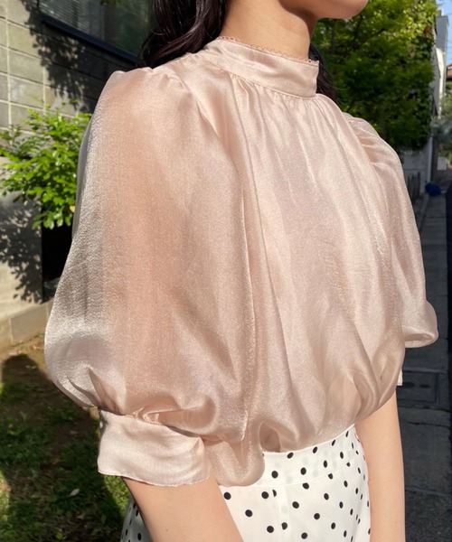 one after another NICE CLAUP(ワンアフターアナザーナイスクラップ)の「バックリボンオーガンジーブラウス(シャツ/ブラウス・レディース・ブラック/ベージュ/オフホワイト・FREE)」の3枚目の写真