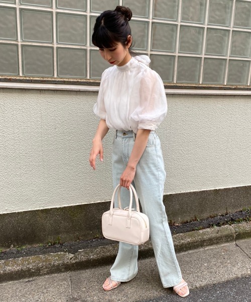 one after another NICE CLAUP(ワンアフターアナザーナイスクラップ)の「バックリボンオーガンジーブラウス(シャツ/ブラウス・レディース・ブラック/ベージュ/オフホワイト・FREE)」の7枚目の写真