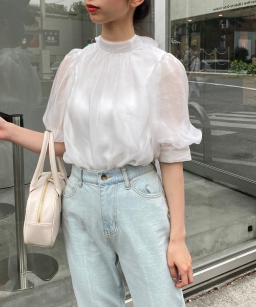 one after another NICE CLAUP(ワンアフターアナザーナイスクラップ)の「バックリボンオーガンジーブラウス(シャツ/ブラウス・レディース・ブラック/ベージュ/オフホワイト・FREE)」の8枚目の写真