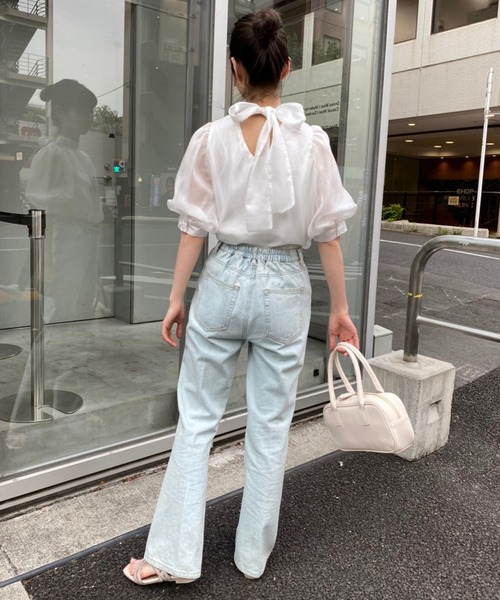 one after another NICE CLAUP(ワンアフターアナザーナイスクラップ)の「バックリボンオーガンジーブラウス(シャツ/ブラウス・レディース・ブラック/ベージュ/オフホワイト・FREE)」の9枚目の写真