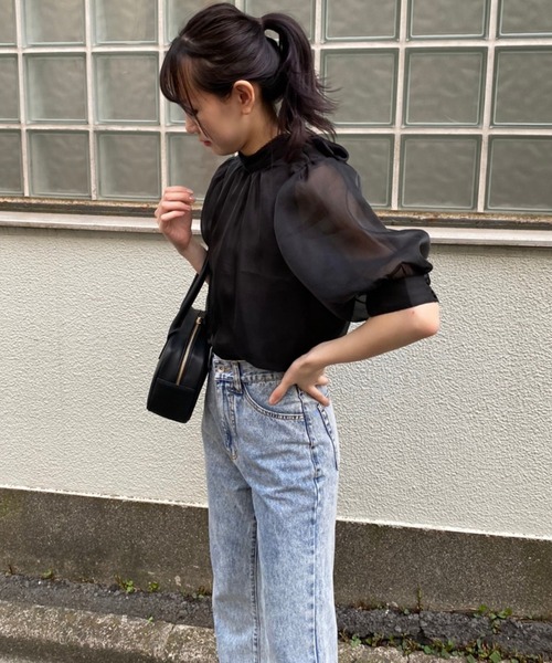 one after another NICE CLAUP(ワンアフターアナザーナイスクラップ)の「バックリボンオーガンジーブラウス(シャツ/ブラウス・レディース・ブラック/ベージュ/オフホワイト・FREE)」の15枚目の写真