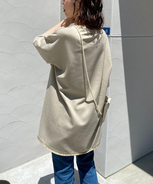 CAPRICIEUX LE'MAGE（カプリシューレマージュ）の「フリンジトリムTシャツ（Tシャツ/カットソー・レディース・ホワイト/ブラック/ベージュ・FREE）」の15枚目の写真