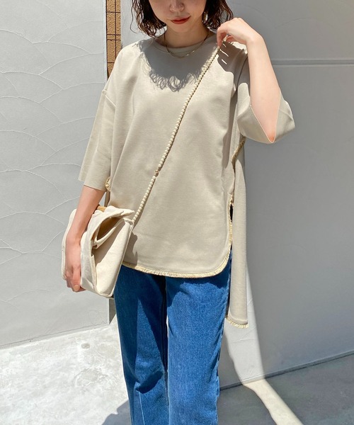 CAPRICIEUX LE'MAGE（カプリシューレマージュ）の「フリンジトリムTシャツ（Tシャツ/カットソー・レディース・ホワイト/ブラック/ベージュ・FREE）」の17枚目の写真