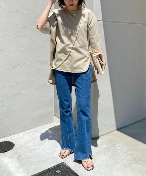 CAPRICIEUX LE'MAGE（カプリシューレマージュ）の「フリンジトリムTシャツ（Tシャツ/カットソー・レディース・ホワイト/ブラック/ベージュ・FREE）」の18枚目の写真