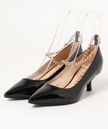 【FABIO RUSCONI】ポインテッドトウアンクルチェーンパンプス(F11002)