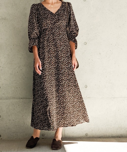 Per sist ence（パーシエンス）の「Per sist ence/パーシエンス　フラワープリント レトロ ロングワンピース（ワンピース・レディース・イエロー/ブルー/アイボリー/ブラック・FREE）」の12枚目の写真