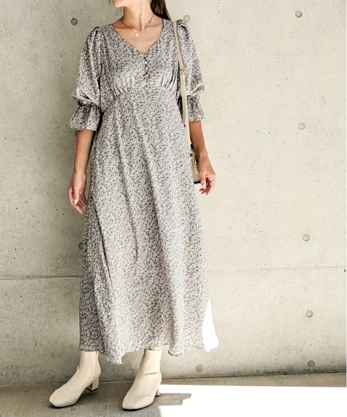 Per sist ence（パーシエンス）の「Per sist ence/パーシエンス　フラワープリント レトロ ロングワンピース（ワンピース・レディース・イエロー/ブルー/アイボリー/ブラック・FREE）」の18枚目の写真