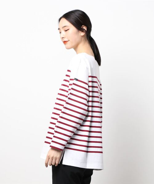 MADEMOISELLE ROPE'（マドモアゼル ロペ）の「<2021AW・定番アイテム>【Le Minor】グランドコパンボーダーカットソー（Tシャツ/カットソー・レディース・ライトグレー/ワイン・FREE）」の4枚目の写真