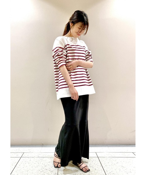 MADEMOISELLE ROPE'（マドモアゼル ロペ）の「<2021AW・定番アイテム>【Le Minor】グランドコパンボーダーカットソー（Tシャツ/カットソー・レディース・ライトグレー/ワイン・FREE）」の18枚目の写真