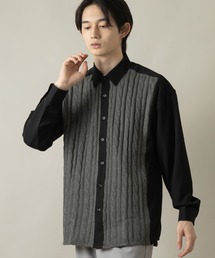 SlashDate（スラッシュデイト）の「ナチュラルストレッチ ケーブルニット切替長袖シャツ（シャツ/ブラウス・メンズ）」