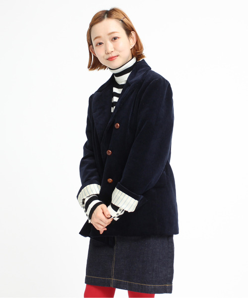 CHILD WOMAN（チャイルドウーマン）の「8Ｗコーデュロイディアモイスト ダブル釦 ジャケット（テーラードジャケット・レディース・ネイビー/ブラウン・FREE）」の13枚目の写真