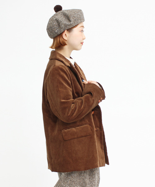 CHILD WOMAN（チャイルドウーマン）の「8Ｗコーデュロイディアモイスト ダブル釦 ジャケット（テーラードジャケット・レディース・ネイビー/ブラウン・FREE）」の22枚目の写真