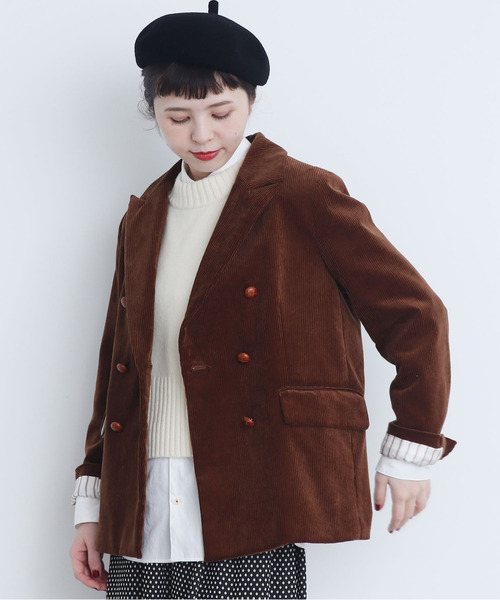 CHILD WOMAN（チャイルドウーマン）の「8Ｗコーデュロイディアモイスト ダブル釦 ジャケット（テーラードジャケット・レディース・ネイビー/ブラウン・FREE）」の18枚目の写真
