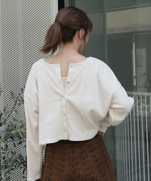 CORNERS（コーナーズ）の「ハニカムテレコ2wayショートカーディガン（カーディガン/ボレロ・レディース・ブラック/グレー/アイボリー/グリーン系その他・FREE）」の2枚目の写真