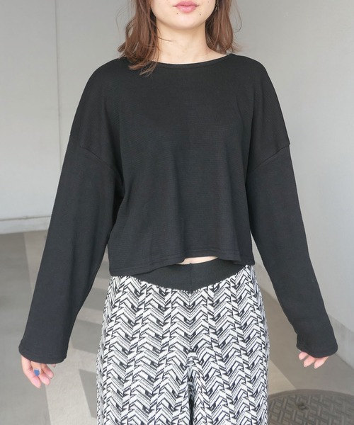 CORNERS（コーナーズ）の「ハニカムテレコ2wayショートカーディガン（カーディガン/ボレロ・レディース・ブラック/グレー/アイボリー/グリーン系その他・FREE）」の12枚目の写真