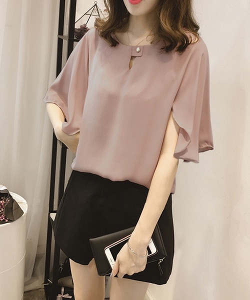 Amulet(アミュレット)の「フレアスリーブブラウス(シャツ/ブラウス・レディース・ホワイト/グレー/ピンク・M/L/XL)」の4枚目の写真