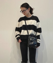 DIESEL | レディース ニット ボーダー トップス クロップド丈 オーバーサイズ(ニット/セーター)