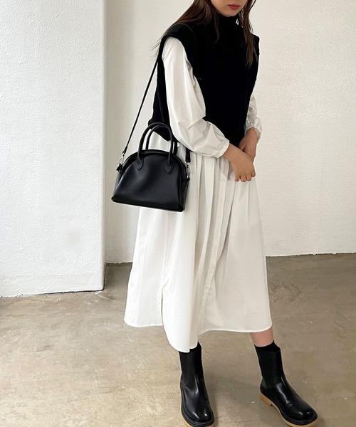 Shelly island(シェリーアイランド)の「ケーブルショートニットベスト(ベスト・レディース・ホワイト/ブラック・FREE)」の20枚目の写真